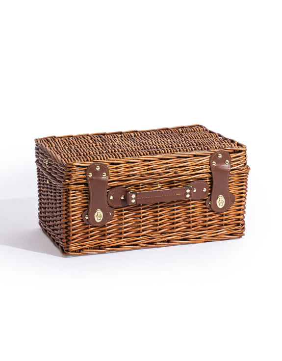 Luxury Tartan Picnic Hamper for Two | Leather Handles & Full Accessories Set